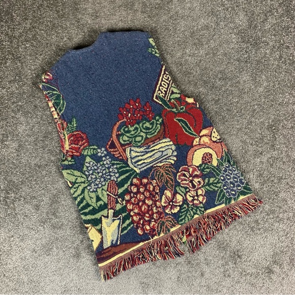 Sugar Street Weavers Sleeveless Cardigan Sweater Garden Fruit Vegetables OS - Picture 6 of 11